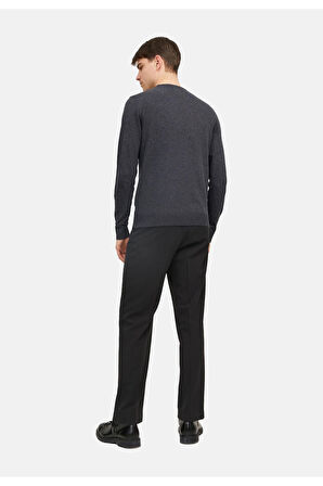 Jack & Jones Erkek Bisiklet Yaka Gri Triko Kazak - 12208364