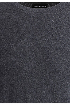 Jack & Jones Erkek Bisiklet Yaka Gri Triko Kazak - 12208364