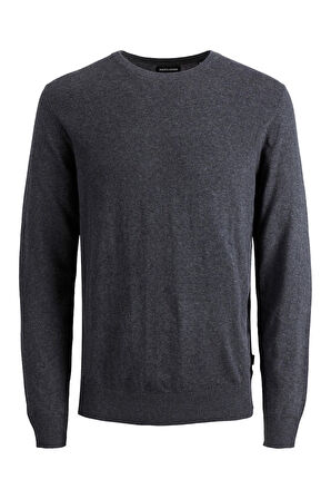 Jack & Jones Erkek Bisiklet Yaka Gri Triko Kazak - 12208364