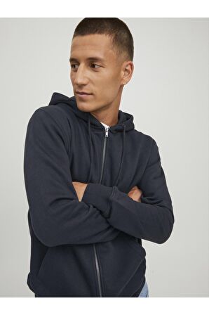 Jack & Jones Erkek Düz Renk Fermuarli Sweatshirt - 12210830 