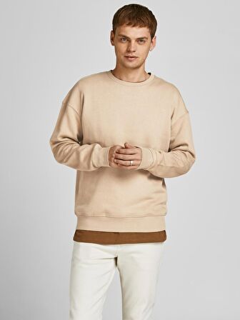 Jack&Jones Bisiklet Yaka Camel Erkek Sweatshirt 12208182