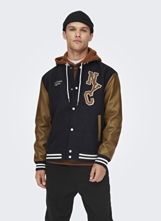 Only & Sons Koyu Lacivert Erkek Mont 22022572_ONSJAY VARSITY JACKET OTW