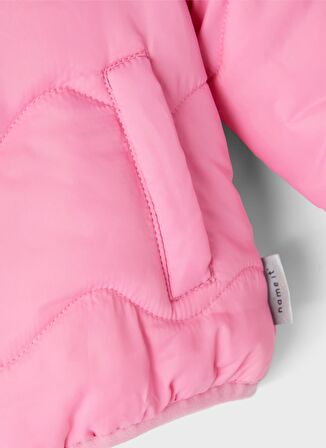 Name İt Pembe Kız Bebek Fermuarlı Uzun Kollu Uzun Düz Mont NBFMAGGY JACKET  PB