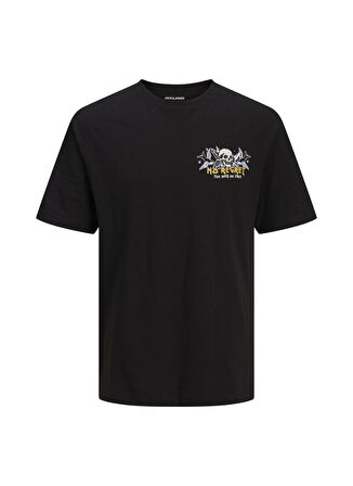 Jack & Jones Bisiklet Yaka Baskılı Siyah Erkek T-Shirt 12211712_JJLIMIT TEE SS CREW NECK