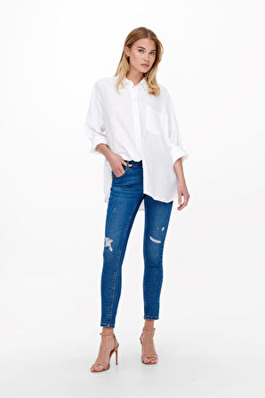 Only Kadın Onltokyo Cep Detaylı Keten Gömlek 15259585 Ekru