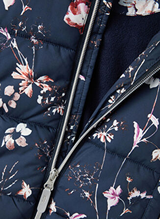 Name İt Lacivert Kız Bebek Fermuarlı Uzun Kollu Desenli Mont NMFMAY PUFFER JACKET FLOWER