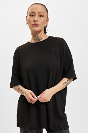 Only Kadın Onlmay Bisiklet Yaka Oversize %100 Pamuk T-Shirt 15261790 Siyah