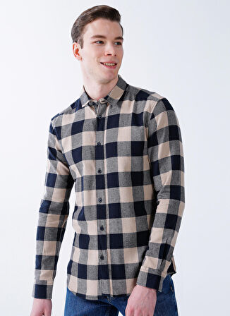 Only & Sons Normal Kareli Lacivert Erkek Gömlek ONSGUDMUND LS CHECKED SHIRT NOOS