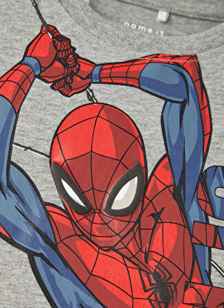 Name İt Baskılı Gri Melanj Erkek Çocuk T-Shirt NMMJEPPE SPIDERMAN SS TOP  MAR
