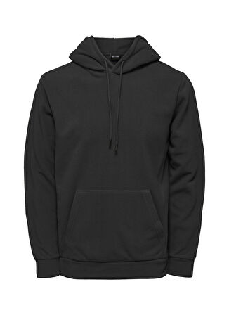 Only & Sons Kapüşon Yaka Siyah Erkek Sweatshırt 22022626_ONSNIKOLAI REG FLEECE HOOD