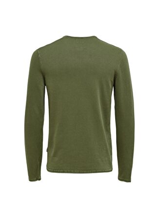 Only & Sons Bisiklet Yaka Regular Fit Düz Yeşil Erkek Kazak 22006806_ONSGARSON 12 WASH CREW KN
