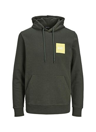 Jack & Jones Kapüşonlu Regular Fit Koyu Yeşil Erkek Şardonlu Sweatshirt 12213245_JJLOCK SWEAT HOOD