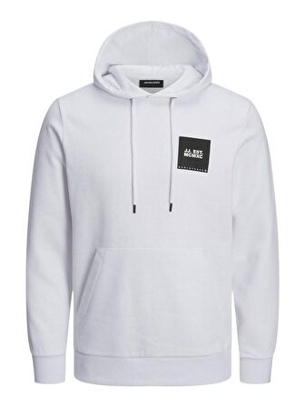 Jack & Jones Kapüşonlu Regular Fit Beyaz Erkek Şardonlu Sweatshirt 12213245_JJLOCK SWEAT HOOD