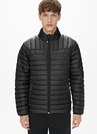 Only & Sons Siyah Erkek Mont 22022612_ONSPIET QUILTED HIGHNECK