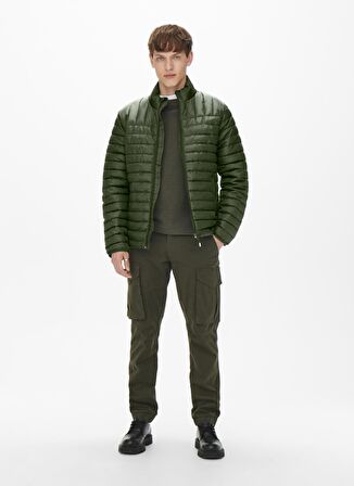 Only & Sons Koyu Gri Erkek Mont 22022612_ONSPIET QUILTED HIGHNECK