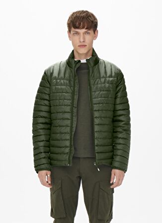 Only & Sons Koyu Gri Erkek Mont 22022612_ONSPIET QUILTED HIGHNECK