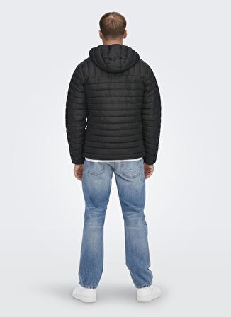Only & Sons Siyah Erkek Kapüşonlu   Mont 22022613_ONSPIET QUILTED HOOD JACKE