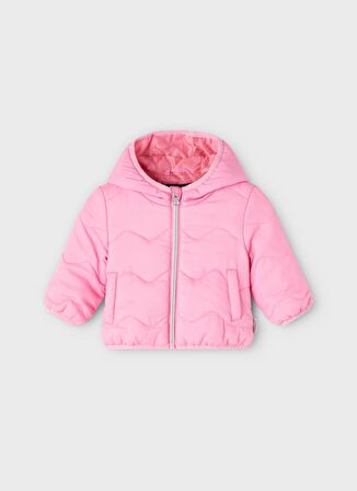 Name İt Pembe Kız Bebek Fermuarlı Uzun Kollu Uzun Düz Mont NBFMAGGY JACKET  PB