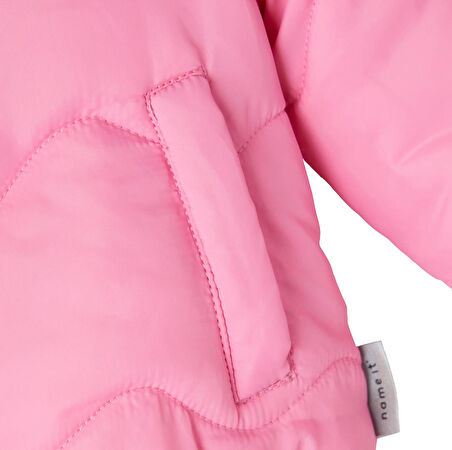 Name İt Pembe Kız Bebek Fermuarlı Uzun Kollu Uzun Düz Mont NBFMAGGY JACKET  PB