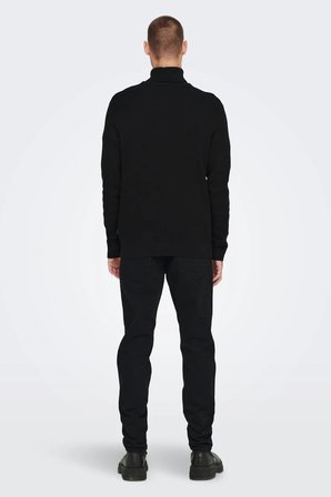Onsphil Reg 12 Struc Roll Neck Knit Noos Erkek Siyah Kazak - 22023202