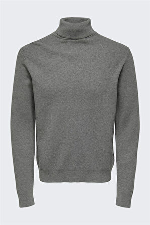 Onsphil Reg 12 Struc Roll Neck Knit Noos Erkek Gri Kazak - 22023202