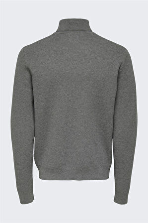 Onsphil Reg 12 Struc Roll Neck Knit Noos Erkek Gri Kazak - 22023202
