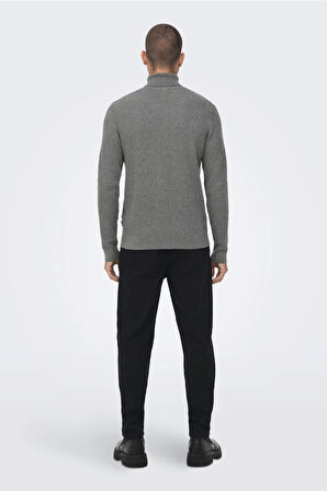 Onsphil Reg 12 Struc Roll Neck Knit Noos Erkek Gri Kazak - 22023202
