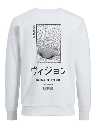 Jack & Jones Bisiklet Yaka Regular Fit Beyaz Erkek Şardonlu Sweatshirt 12216239_JCOONO SWEAT CREW NECK