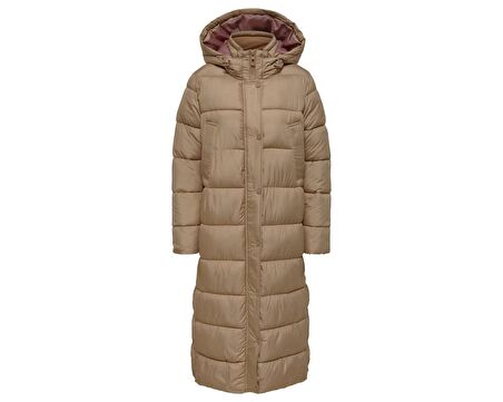 Only Onlcammie X- Long Quilted Coat Otw Kadın Günlük Mont 15267338-TIGERS-EYE Krem