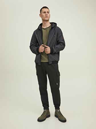 Jack & Jones Antrasit Erkek Kapüşonlu   Mont 12215818_JCOCLASSIC WAFFLE JACKET N
