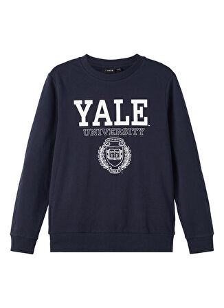 Lmtd Lacivert Erkek Çocuk O Yaka Kısa Kollu Baskılı Sweatshirt NLNAMEL UNIVERSITY SWEAT BRU PARK