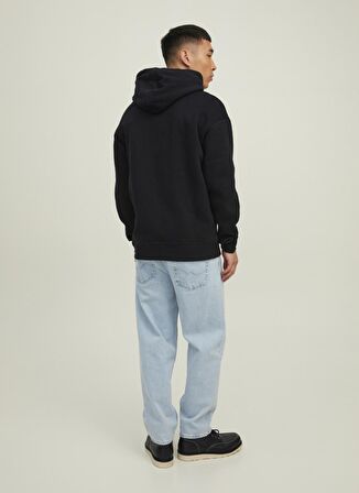 Jack & Jones Kapüşonlu Regular Fit Siyah Erkek Şardonlu Sweatshirt 12216342_JCOCLASSIC WAFFLE SWEAT HO