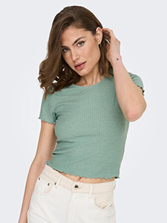 ONLEMMA S/S JRS KADIN KISA KOLLU FIRFIRLI CROP