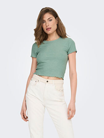ONLEMMA S/S JRS KADIN KISA KOLLU FIRFIRLI CROP