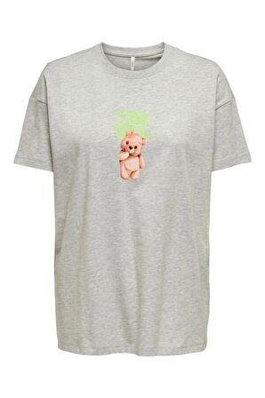 Only Kadın Oversize Baskılı Pamuklu Ayıcık T-shirt - 15264052