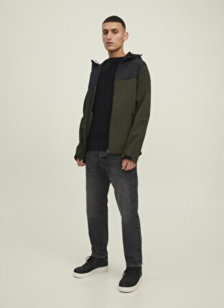 Jack & Jones Koyu Yeşil Erkek Kapüşonlu   Mont 12212363_JJEMARVIN HOOD SOFTSHELL N