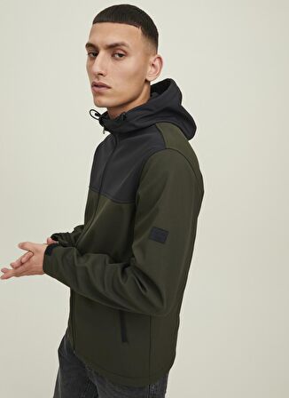 Jack & Jones Koyu Yeşil Erkek Kapüşonlu   Mont 12212363_JJEMARVIN HOOD SOFTSHELL N