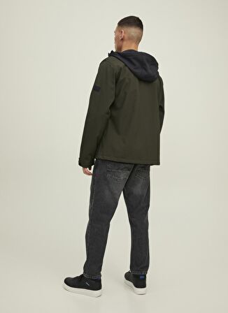 Jack & Jones Koyu Yeşil Erkek Kapüşonlu   Mont 12212363_JJEMARVIN HOOD SOFTSHELL N