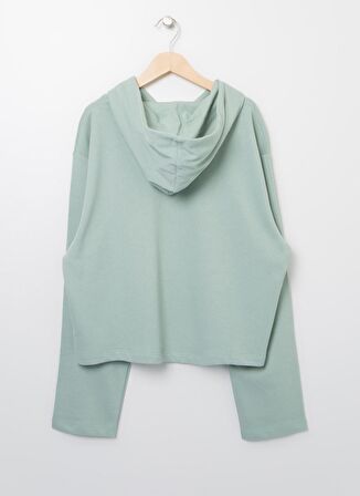 Lmtd Açık Yeşil Kız Çocuk Kapüşonlu Uzun Kollu Baskılı Sweatshirt NKFVIALA LS CROPPED BOXY SWEAT