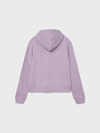 Lmtd Pembe Kız Çocuk Kapüşonlu Uzun Kollu Baskılı Sweatshirt NLFNITIES LS SHORT SWEAT W HOOD