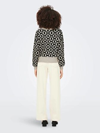 15268015 Only Onlgeo Lıfe L/S Pullover Knt Kadın Kazak Oatmeal/MELANGE/BLACK MELANGE