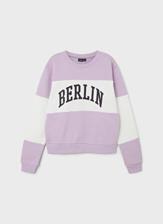 Lmtd Pembe Kız Çocuk O Yaka Uzun Kollu Baskılı Sweatshirt NLFOCK LS SHORT SWEAT