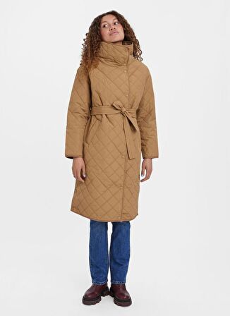 Vero Moda Koyu Kahve Kadın Kapitone Uzun Kaban 10267607