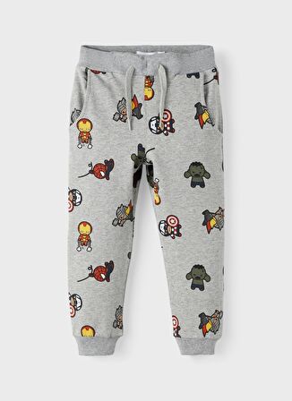 Name İt Gri Melanj Erkek Çocuk Lastikli Baskılı Eşofman Altı NMMARCHIE MARVEL SWE PANTS BRU MAR