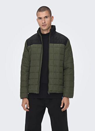 Only & Sons  Koyu Yeşil Erkek Kısa Şişme Mont ONSANKER QUILTED JACKET OTW