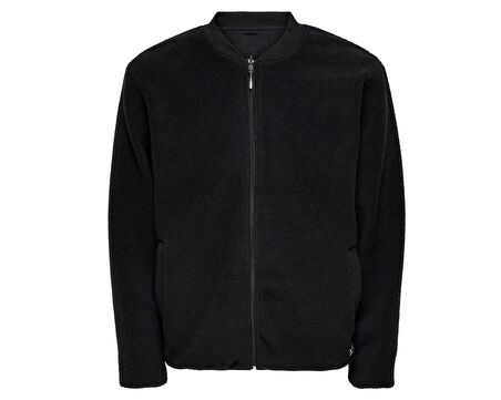 Only Onssawyer Fleece Bomber Otw Erkek Polar Ceket 22022674-BLACK Siyah