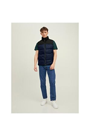 Jack & Jones Dik Yaka Lacivert Erkek Yelek - 12212221