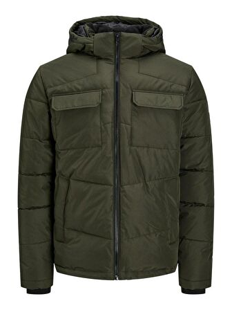 Jack & Jones Koyu Yeşil Erkek Kapüşonlu   Mont 12212233_JJBRADY PUFFER SN