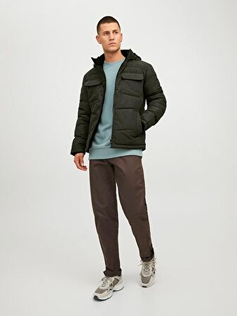 Jack & Jones Koyu Yeşil Erkek Kapüşonlu   Mont 12212233_JJBRADY PUFFER SN