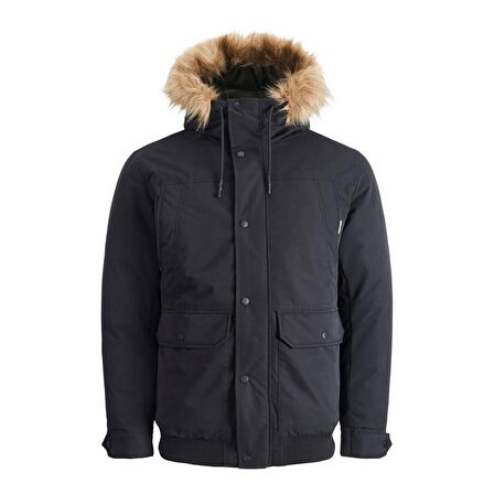 Jack & Jones Siyah Erkek Kapüşonlu   Mont 12211978_JJWINNER BOMBER JACKET